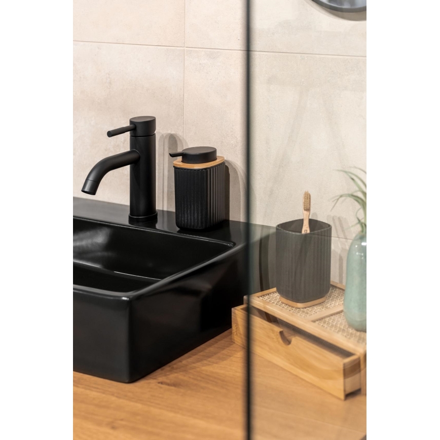 WENKO 25297100 - Portaspazzolino ROTELLO 8,5x11 cm nero/marrone