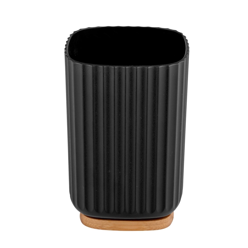 WENKO 25297100 - Portaspazzolino ROTELLO 8,5x11 cm nero/marrone