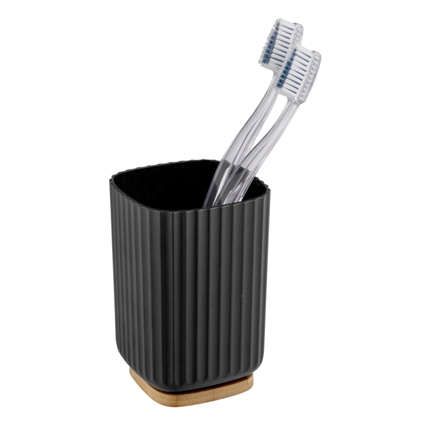 WENKO 25297100 - Portaspazzolino ROTELLO 8,5x11 cm nero/marrone