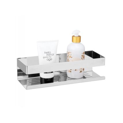 WENKO 25413100-Mensola TURBO-LOC GENOVA SHINE 30x10,5 cm argento