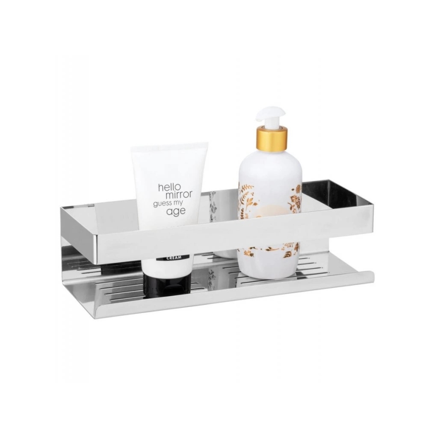 WENKO 25413100-Mensola TURBO-LOC GENOVA SHINE 30x10,5 cm argento