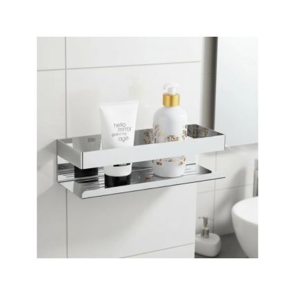 WENKO 25413100-Mensola TURBO-LOC GENOVA SHINE 30x10,5 cm argento