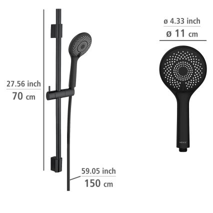 WENKO 25453100 - Set doccia WATERSAVING SYSTEM 70 cm nero