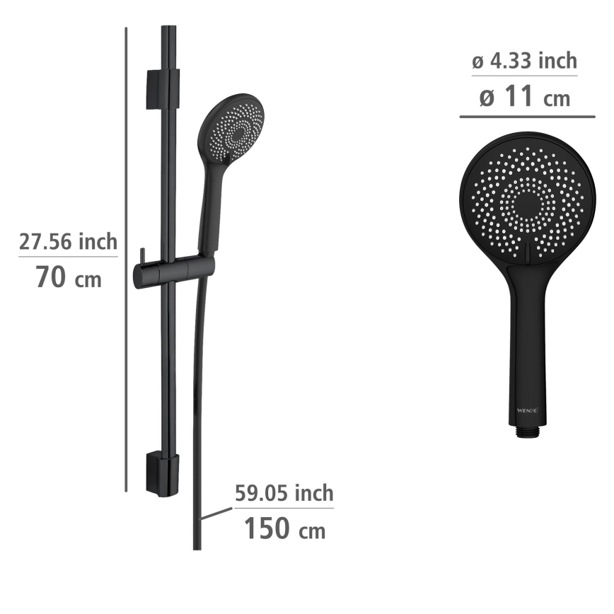 WENKO 25453100 - Set doccia WATERSAVING SYSTEM 70 cm nero