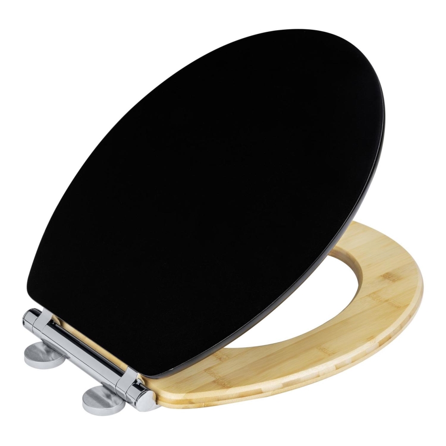 WENKO 25772100 - Sedile WC BAMBUZA 37x44 cm nero/marrone/cromo lucido