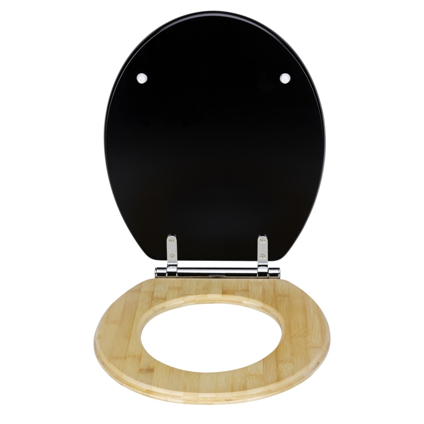 WENKO 25772100 - Sedile WC BAMBUZA 37x44 cm nero/marrone/cromo lucido