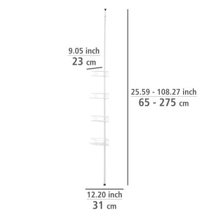 WENKO 26015100 - Mensola angolare DOLCEDO 31x230 cm acciaio inox/bianco