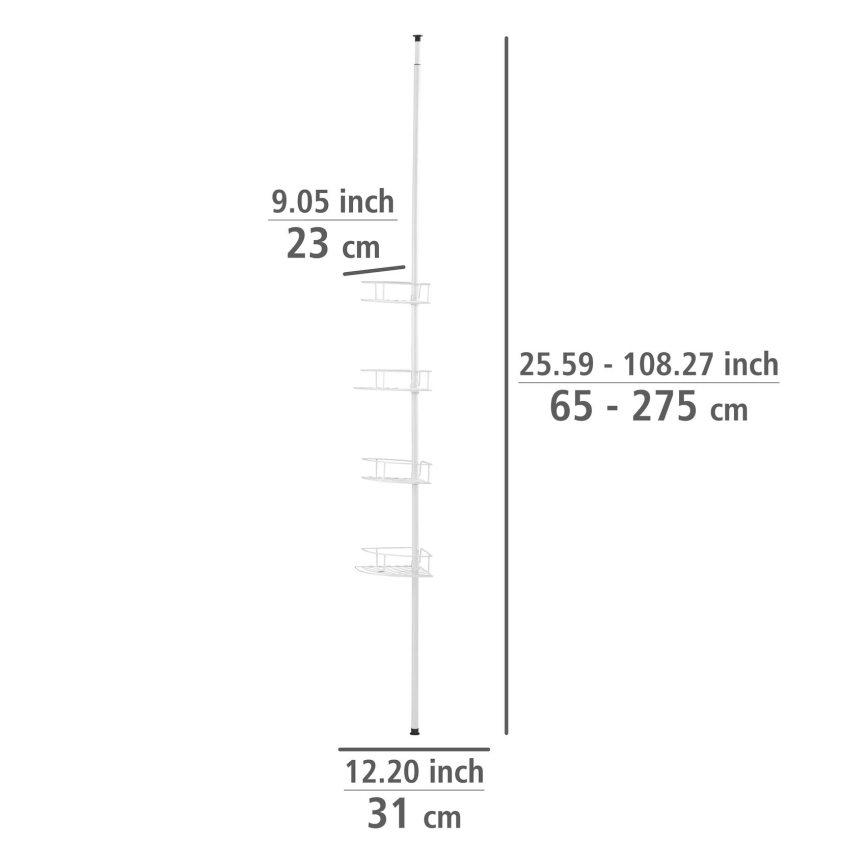 WENKO 26015100 - Mensola angolare DOLCEDO 31x230 cm acciaio inox/bianco