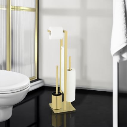 WENKO 26034100 - Set WC RIVALTA 18x70 cm acciaio inox/dorato/bianco/nero