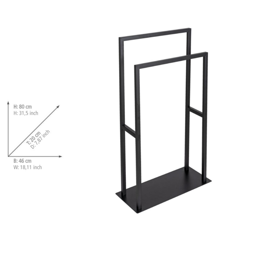 WENKO 26056100 - Portasciugamani a piantana RIVALTA 46x80 cm acciaio inox/nero