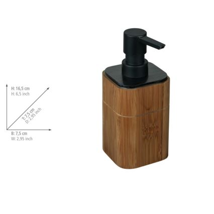 WENKO 26102100 - Dispenser per sapone SERRO 7,5x16,5 cm marrone/nero