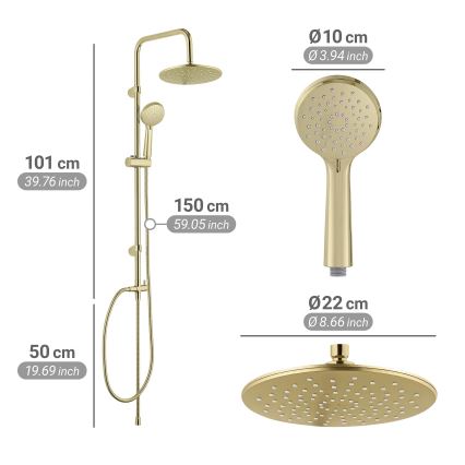 WENKO 26182100 - Sistema doccia YOUNG LINE 101 cm dorato
