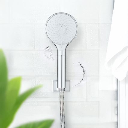 WENKO 26362100 - Soffione doccia Sistema di risparmio idrico 12x12 cm cromo lucido/bianco