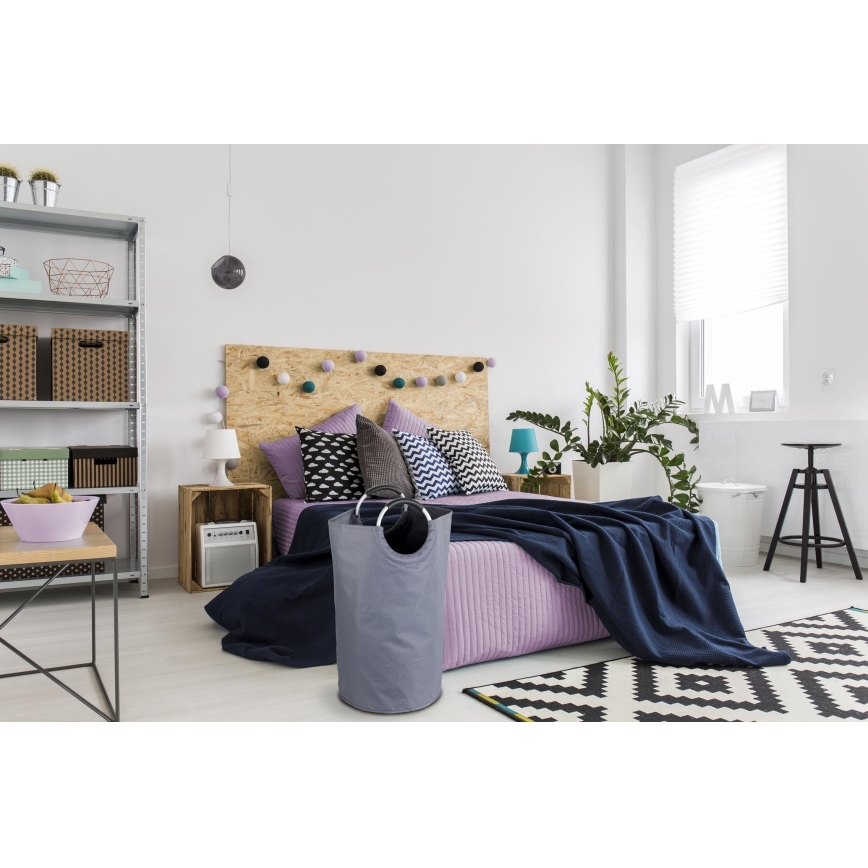 WENKO 3440803100 - Cesto per il bucato JUMBO 38x72 cm antracite/argento/nero