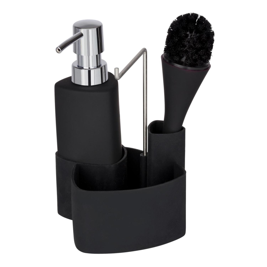 WENKO 3620127800 - Set per il lavaggio EMPIRE 11x19 cm nero/argento