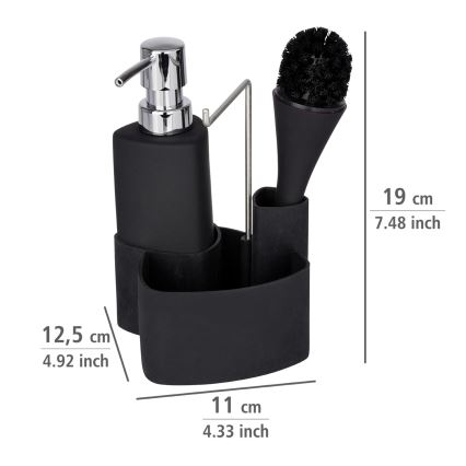 WENKO 3620127800 - Set per il lavaggio EMPIRE 11x19 cm nero/argento