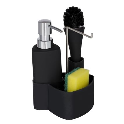 WENKO 3620127800 - Set per il lavaggio EMPIRE 11x19 cm nero/argento