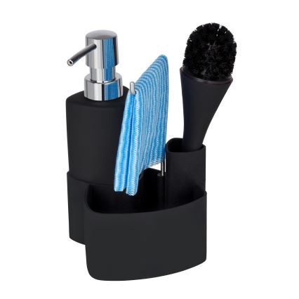 WENKO 3620127800 - Set per il lavaggio EMPIRE 11x19 cm nero/argento