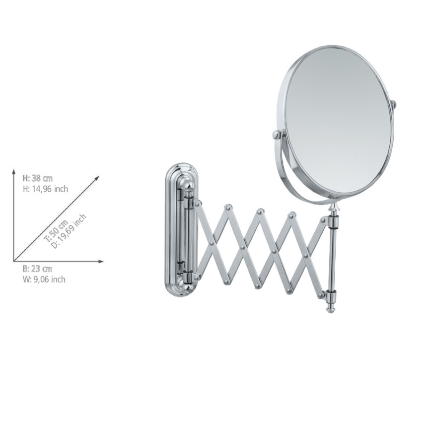 WENKO 3656241100 - Specchio cosmetico TELESCOPE DELUXE 23x38 cm cromo lucido