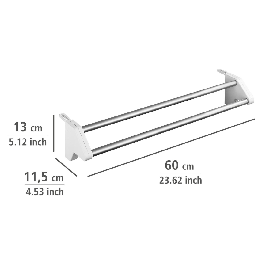 WENKO 3703100 - Stendibiancheria TWIN 60x13 cm argento/bianco