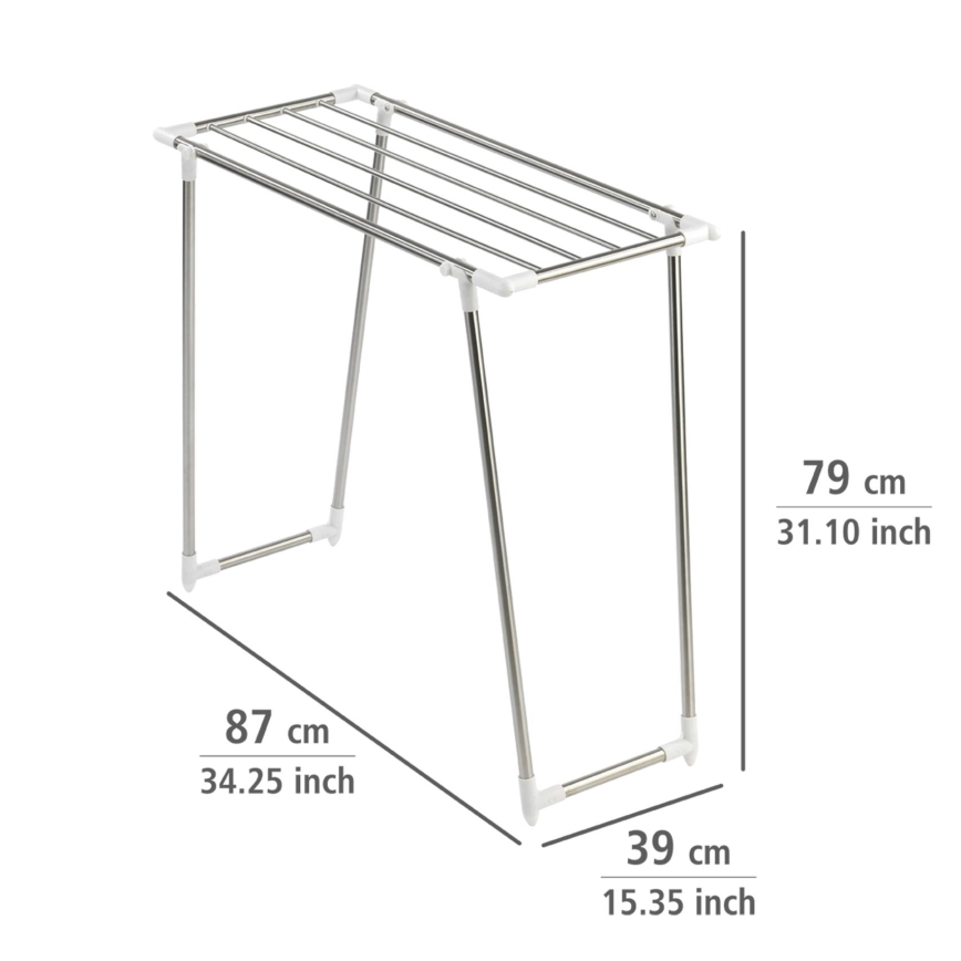 WENKO 3774020100 - Stendibiancheria PROFI SINGLE 87x79 cm acciaio inox/argento/bianco