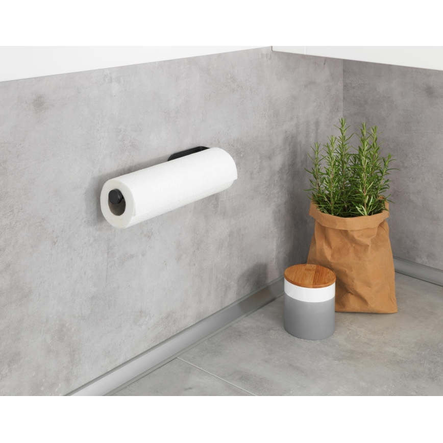 WENKO 53214100 - Portarotolo NIO 27,5x7 cm nero