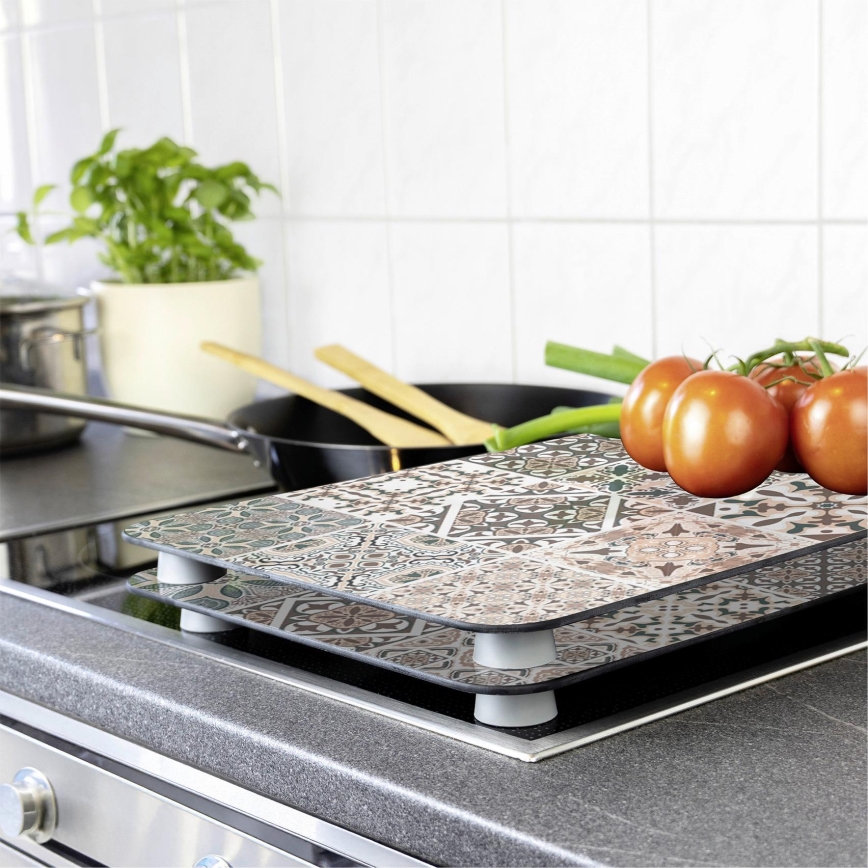 WENKO 53904100 - Coperchio per piano cottura 30x52 cm multicolore/grigio/trasparente