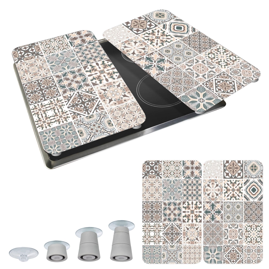 WENKO 53904100 - Coperchio per piano cottura 30x52 cm multicolore/grigio/trasparente