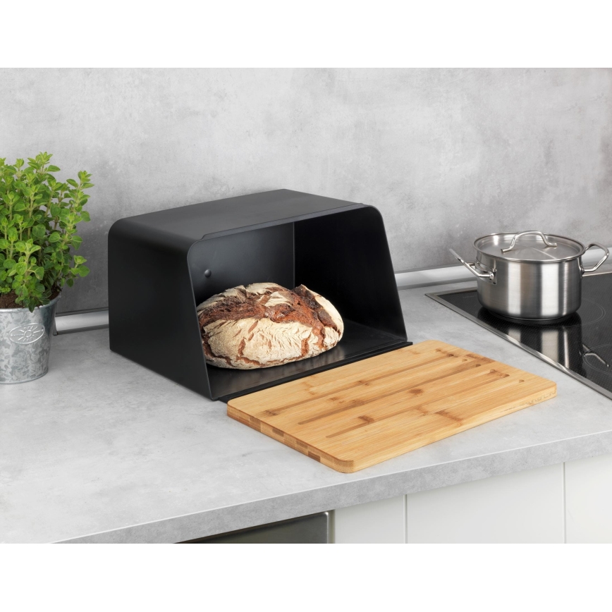 WENKO 54098100 - Portapane KUBO 35x26,5 cm nero/marrone