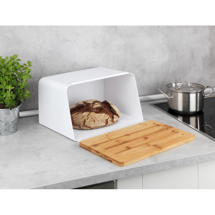 WENKO 54099100 - Portapane KUBO 35x26,5 cm bianco/marrone