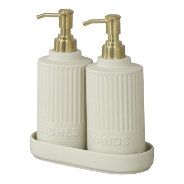 WENKO 54651100 - Dispenser per sapone HEIDI 19x21 cm crema/oro/bianco