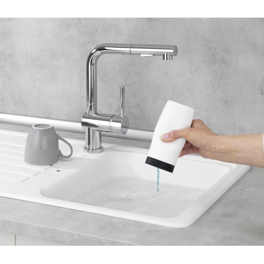 WENKO 54670100 - Dispenser EASY SQUEEZ-E 6x14 cm bianco/nero