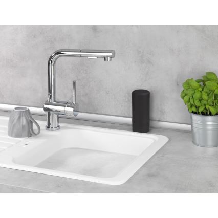 WENKO 54675100 - Dispenser per sapone EASY SQUEEZ-E 6x14 cm nero