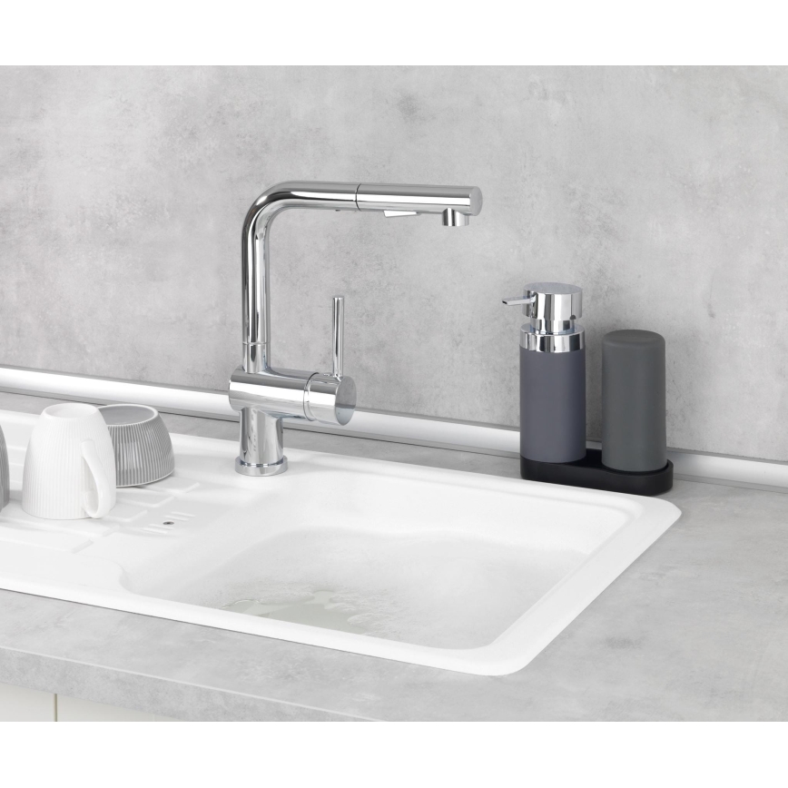 WENKO 54735100 - Stazione di lavaggio EASY SQUEEZ-E 15x18 cm grigio/grigio