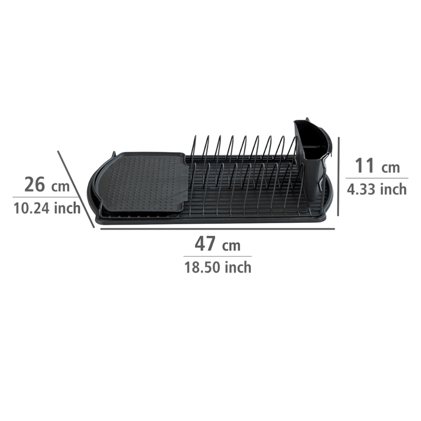 WENKO 54767100 - Scolapiatti BASIC 47,5x26,5 cm nero