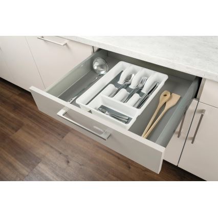 WENKO 54788100 - Organizer per posate 26,5x36,5 cm bianco/grigio