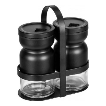WENKO 55081100 - Set per spezie BLACK OUTDOOR KITCHEN 12x14,5 cm trasparente/nero