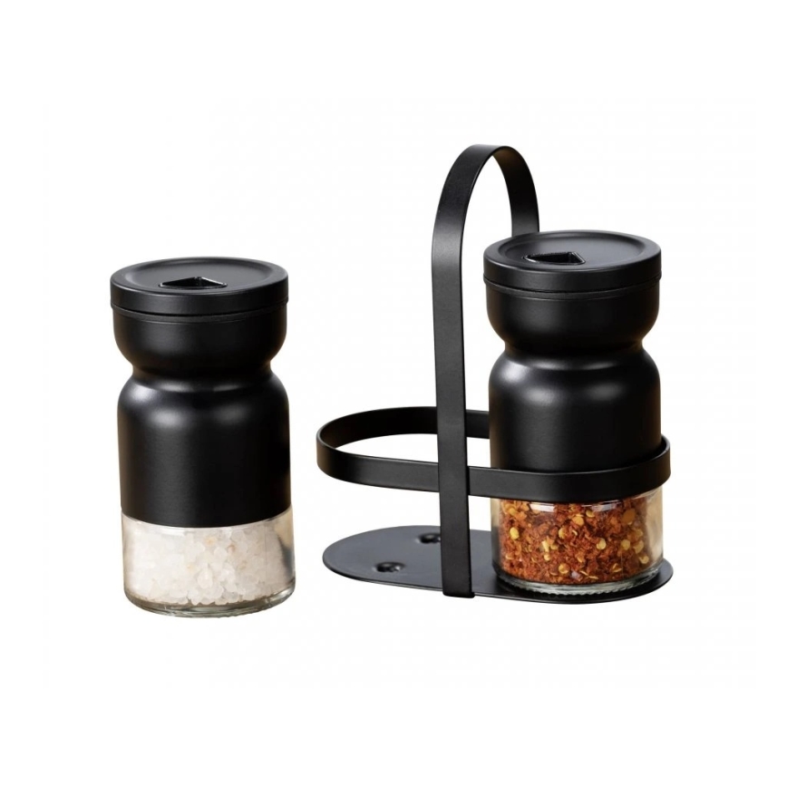 WENKO 55081100 - Set per spezie BLACK OUTDOOR KITCHEN 12x14,5 cm trasparente/nero