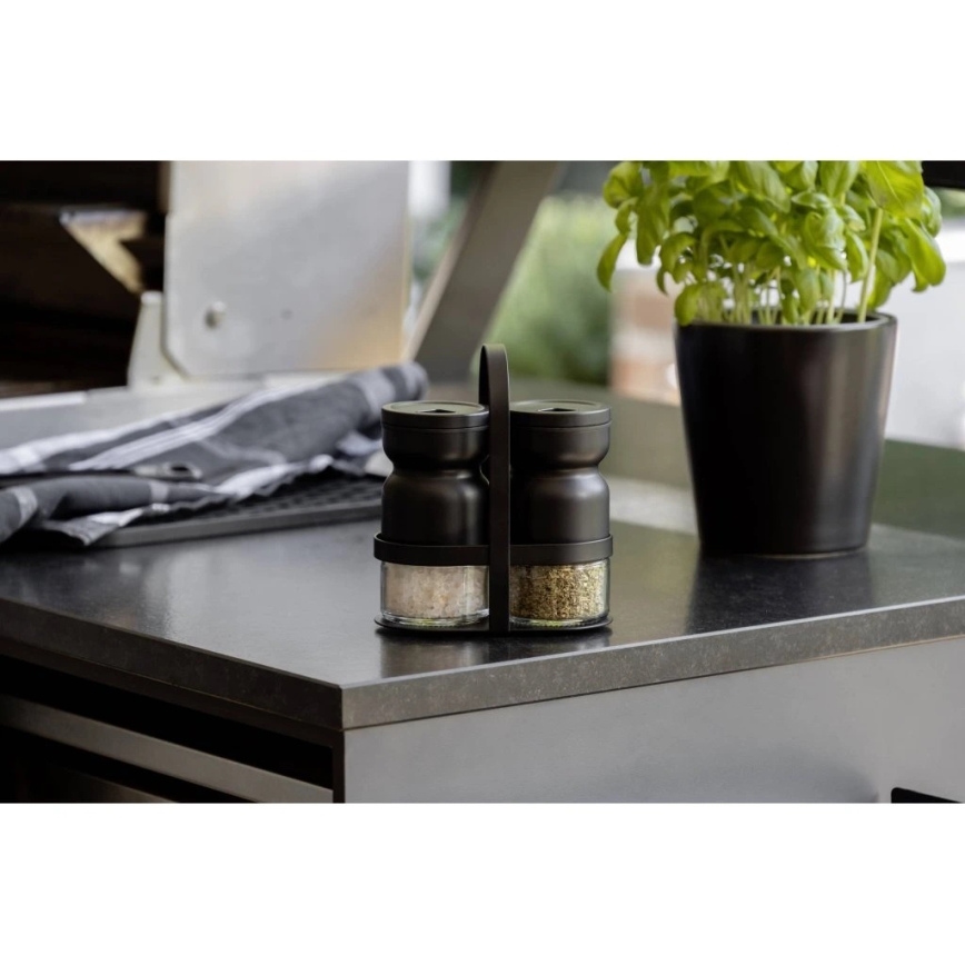 WENKO 55081100 - Set per spezie BLACK OUTDOOR KITCHEN 12x14,5 cm trasparente/nero