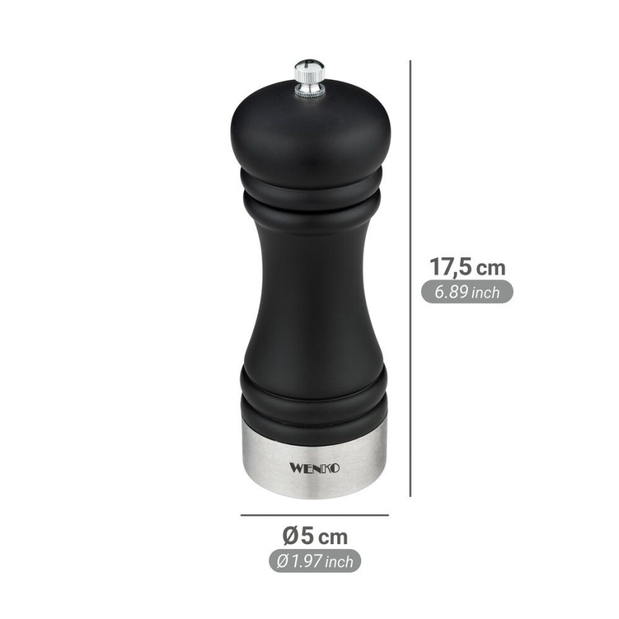 WENKO 55083100-Macina pepe BLACK OUTDOOR KITCHEN 5x17,5 cm nero/bianco
