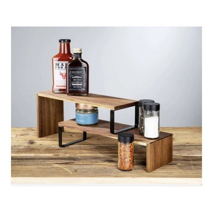 WENKO 55097100-Mensola BLACK OUTDOOR KITCHEN 36x16 cm marrone/nero