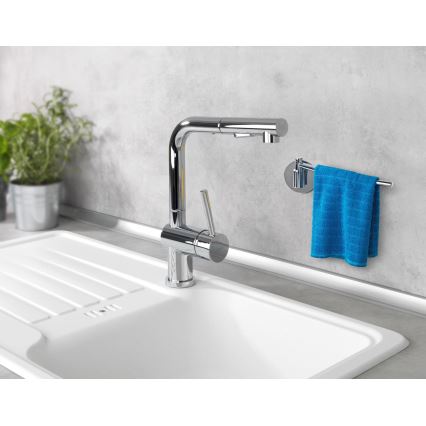 WENKO 5639100 - Porta strofinacci TURBO-LOC KÜCHE 23 x 6,5 cm acciaio inossidabile/argento