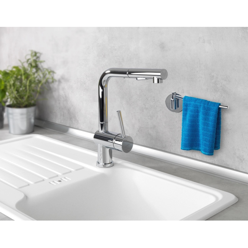 WENKO 5639100 - Porta strofinacci TURBO-LOC KÜCHE 23 x 6,5 cm acciaio inossidabile/argento