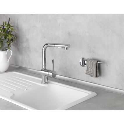 WENKO 5639100 - Porta strofinacci TURBO-LOC KÜCHE 23 x 6,5 cm acciaio inossidabile/argento