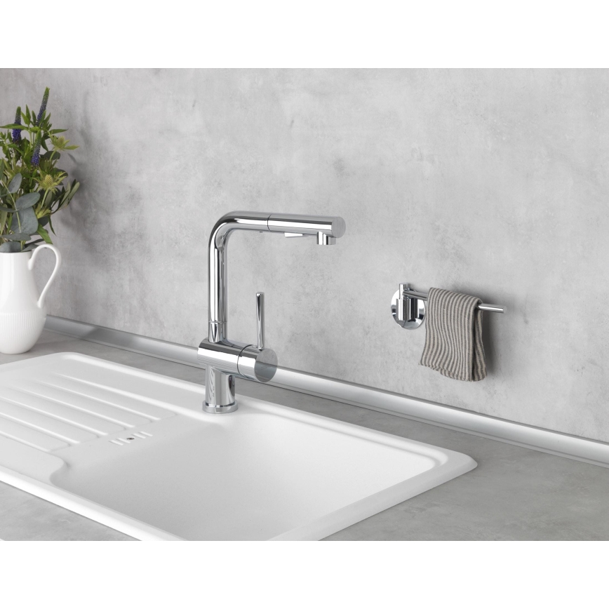 WENKO 5639100 - Porta strofinacci TURBO-LOC KÜCHE 23 x 6,5 cm acciaio inossidabile/argento