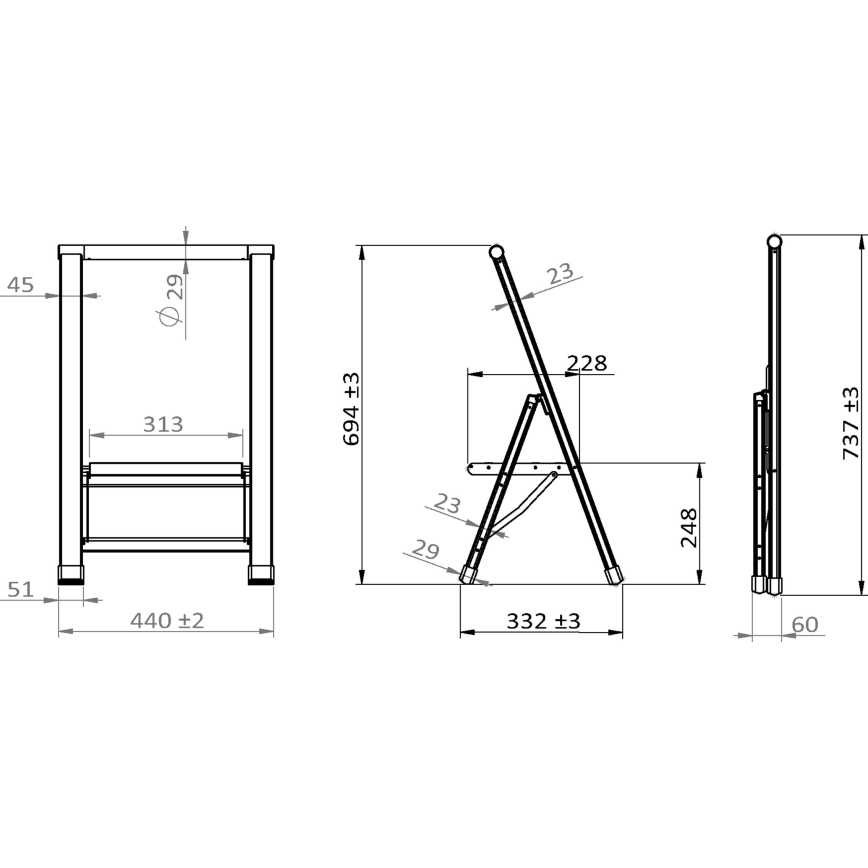 WENKO 601011100 - Scaletta ALU-DESIGN 44x101 cm argento/nero