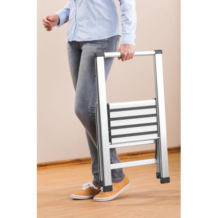 WENKO 601011100 - Scaletta ALU-DESIGN 44x101 cm argento/nero