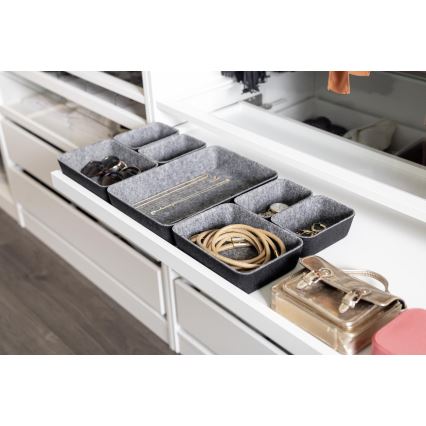 WENKO 64502100 - Organizzatore per cassetti FELT 28,5x20 cm grigio