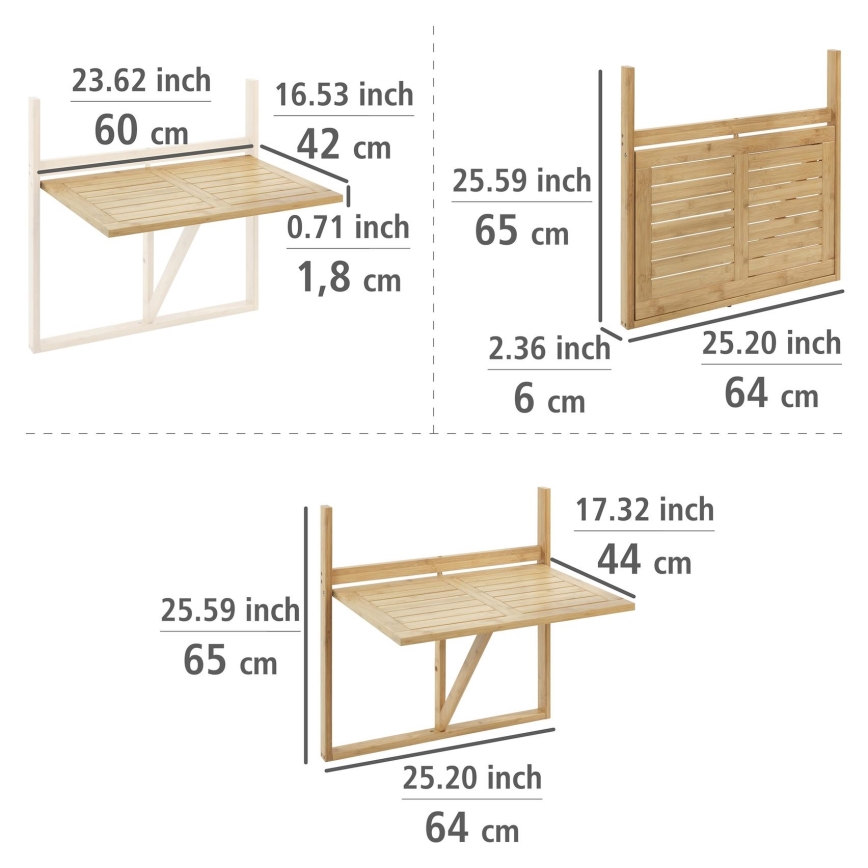 WENKO 69806800 - Tavolo WAIKIKI 64x65 cm bianco/marrone