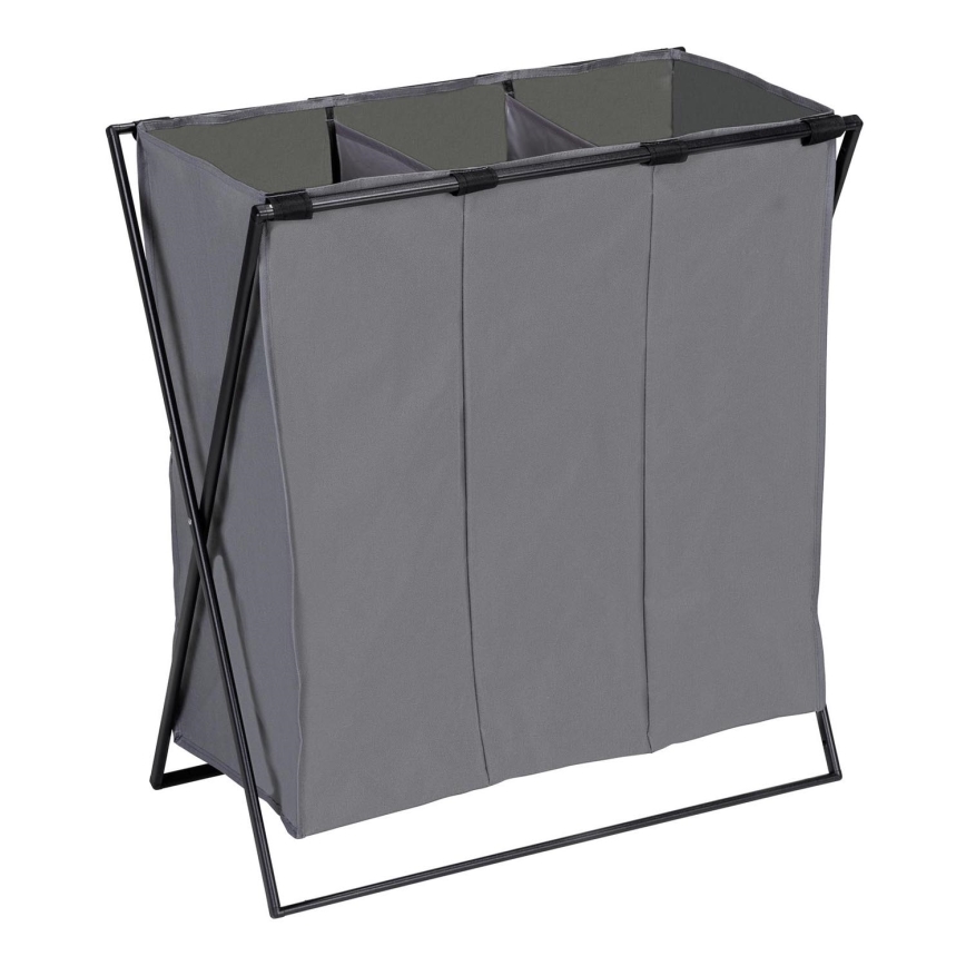 WENKO 71297800 - Cesto porta biancheria TRIO 69x76 cm grigio/nero